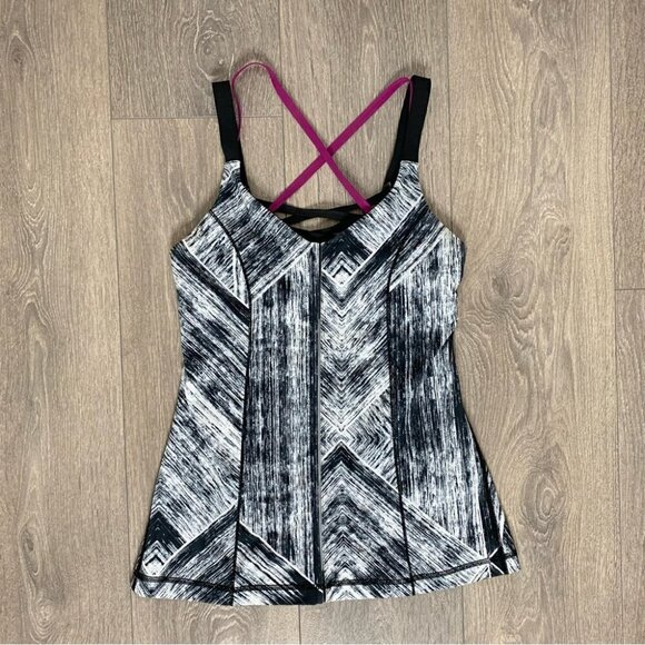 Lululemon Hot To Street Tank Top Heat Wave White Black Black Regal Plum Size 4 - Picture 2 of 10